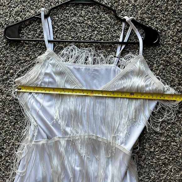 White Tassel Mini Dress Womens Medium Cowgirl Flowy Festival Western Dress - Picture 7 of 8